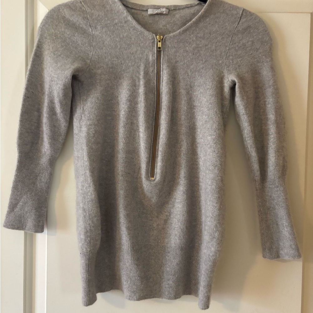 J. Crew 100% Cashmere Gray Crew Neck Sweater Lightweight Knit